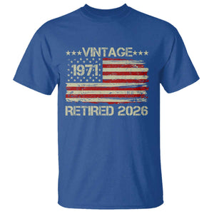 55th Birthday Retirement T Shirt Vintage 1971 Retired 2026 American Flag TS11 Royal Blue Print Your Wear