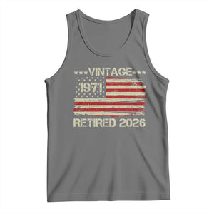 55th Birthday Retirement Tank Top Vintage 1971 Retired 2026 American Flag TS11 Black Heather Print Your Wear
