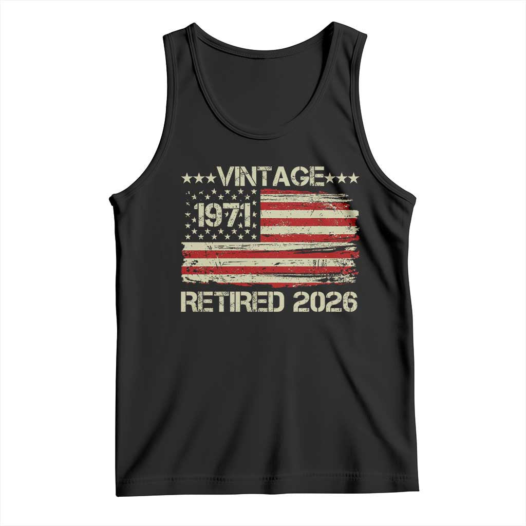 55th Birthday Retirement Tank Top Vintage 1971 Retired 2026 American Flag TS11 Black Print Your Wear