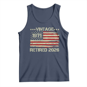 55th Birthday Retirement Tank Top Vintage 1971 Retired 2026 American Flag TS11 Navy Print Your Wear