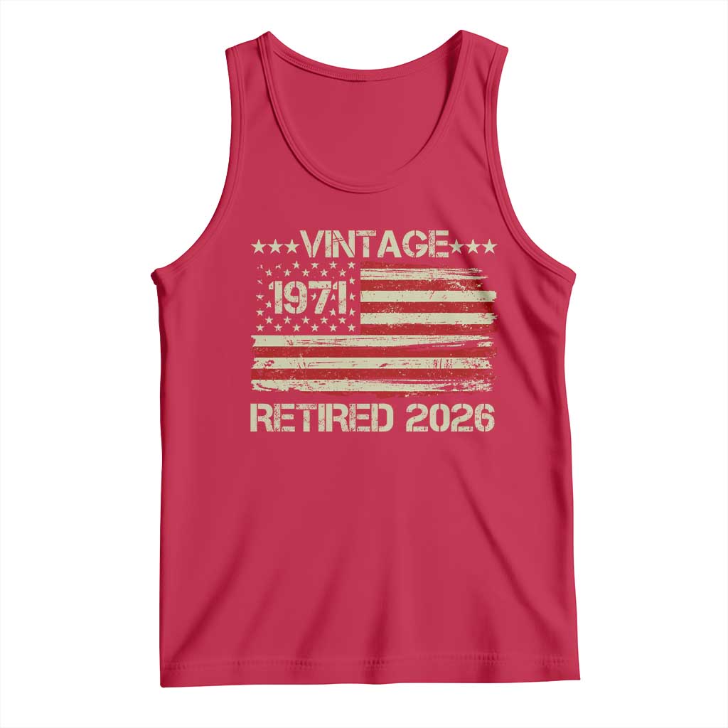 55th Birthday Retirement Tank Top Vintage 1971 Retired 2026 American Flag TS11 Red Print Your Wear
