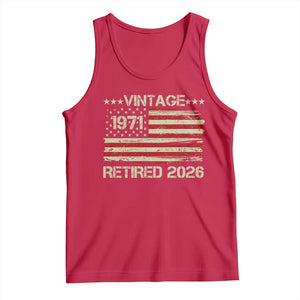 55th Birthday Retirement Tank Top Vintage 1971 Retired 2026 American Flag TS11 Red Print Your Wear