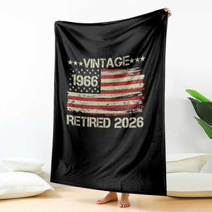 60th Birthday Retirement Throw Blanket Vintage 1966 Retired 2026 American Flag TS11 Print Your Wear