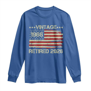 60th Birthday Retirement Long Sleeve Shirt Vintage 1966 Retired 2026 American Flag TS11 Royal Blue Print Your Wear