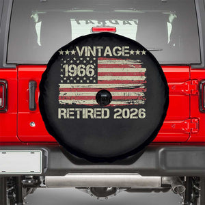 60th Birthday Retirement Spare Tire Cover Vintage 1966 Retired 2026 American Flag TS11 Black Print Your Wear