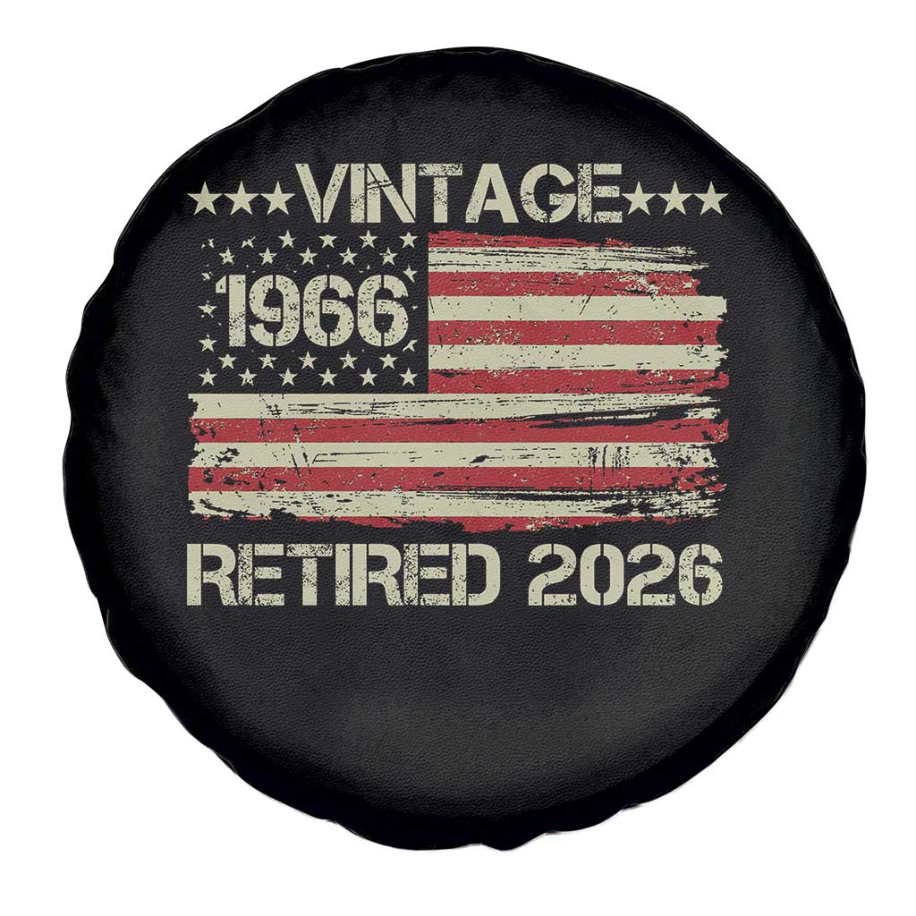 60th Birthday Retirement Spare Tire Cover Vintage 1966 Retired 2026 American Flag TS11 Print Your Wear