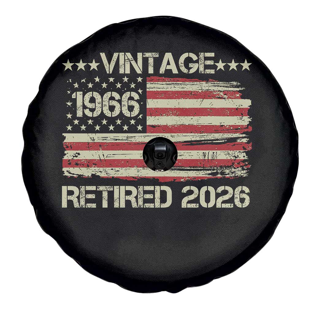 60th Birthday Retirement Spare Tire Cover Vintage 1966 Retired 2026 American Flag TS11 Print Your Wear