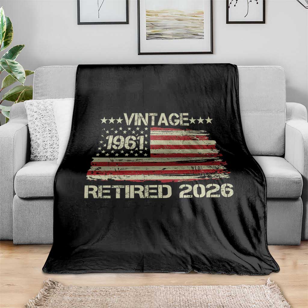 65th Birthday Retirement Throw Blanket Vintage 1961 Retired 2026 American Flag TS11 Print Your Wear