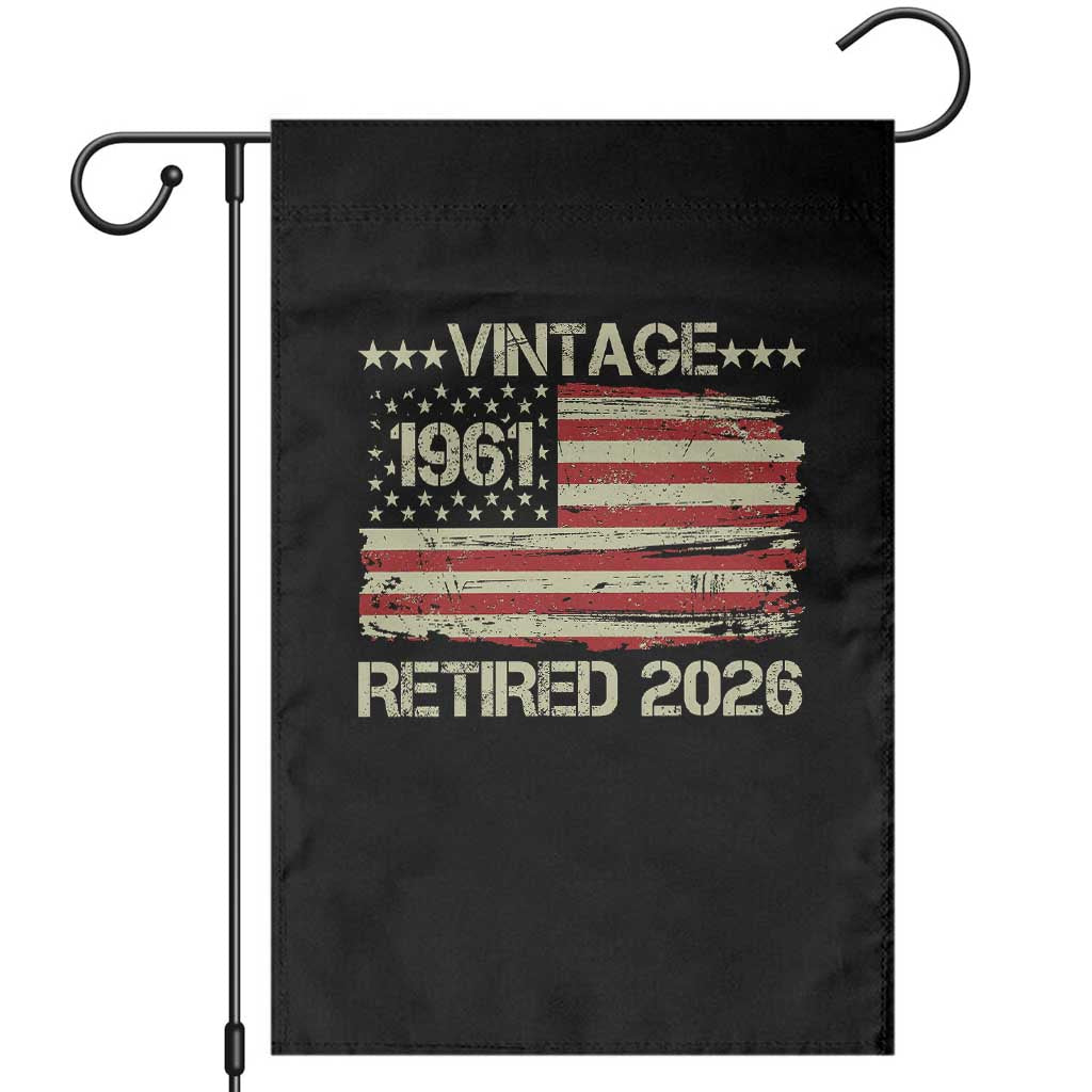 65th Birthday Retirement Garden Flag Vintage 1961 Retired 2026 American Flag TS11 Black Print Your Wear