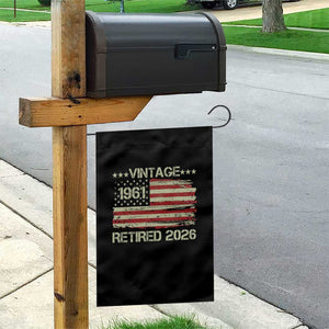 65th Birthday Retirement Garden Flag Vintage 1961 Retired 2026 American Flag TS11 Print Your Wear