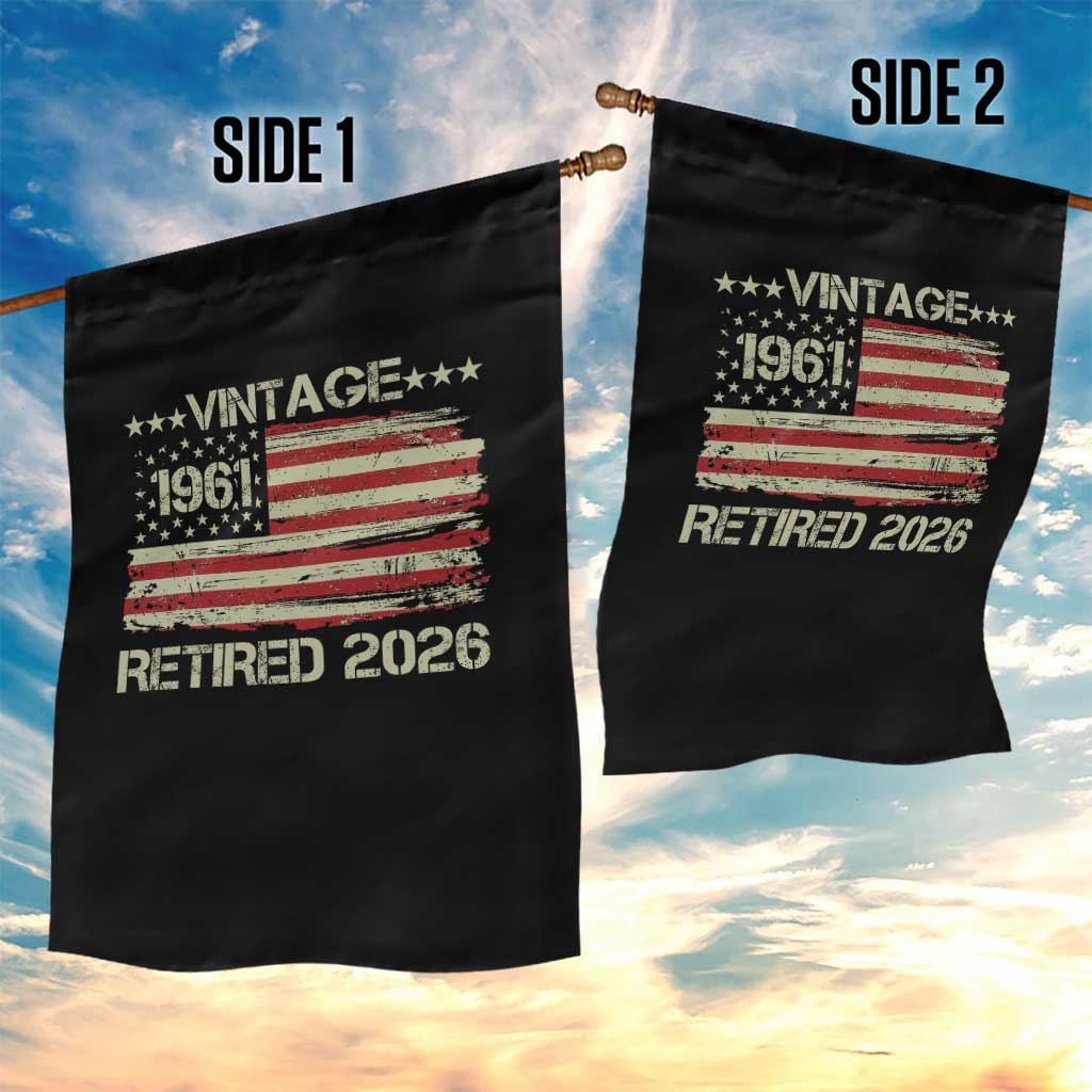 65th Birthday Retirement Garden Flag Vintage 1961 Retired 2026 American Flag TS11 Print Your Wear