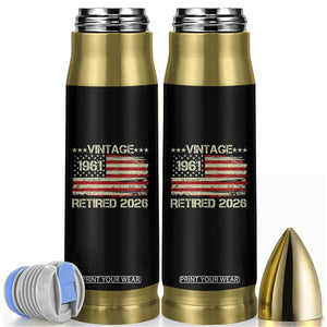 65th Birthday Retirement Bullet Tumbler Vintage 1961 Retired 2026 American Flag TS11 Black Print Your Wear