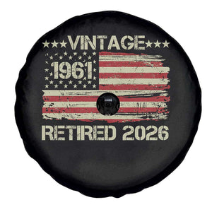 65th Birthday Retirement Spare Tire Cover Vintage 1961 Retired 2026 American Flag TS11 Print Your Wear