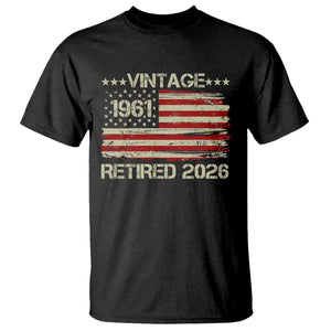 65th Birthday Retirement T Shirt Vintage 1961 Retired 2026 American Flag TS11 Black Print Your Wear