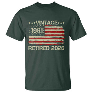 65th Birthday Retirement T Shirt Vintage 1961 Retired 2026 American Flag TS11 Dark Forest Green Print Your Wear