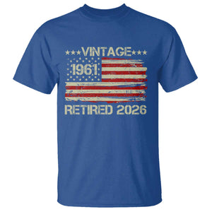 65th Birthday Retirement T Shirt Vintage 1961 Retired 2026 American Flag TS11 Royal Blue Print Your Wear