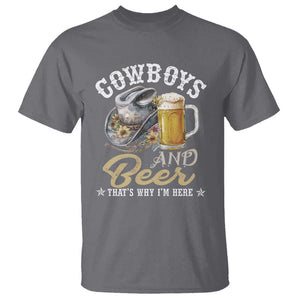 Western T Shirt Cowboys And Beer That's Why I'm Here Funny Saying TS11 Charcoal Print Your Wear