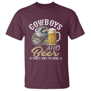 Western T Shirt Cowboys And Beer That's Why I'm Here Funny Saying TS11 Maroon Print Your Wear