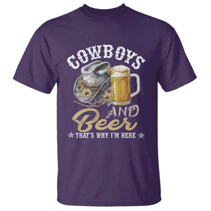 Western T Shirt Cowboys And Beer That's Why I'm Here Funny Saying TS11 Purple Print Your Wear