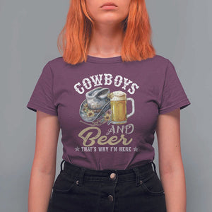 Western T Shirt For Women Cowboys And Beer That's Why I'm Here Funny Saying TS11 Maroon Print Your Wear