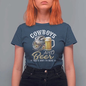 Western T Shirt For Women Cowboys And Beer That's Why I'm Here Funny Saying TS11 Navy Print Your Wear