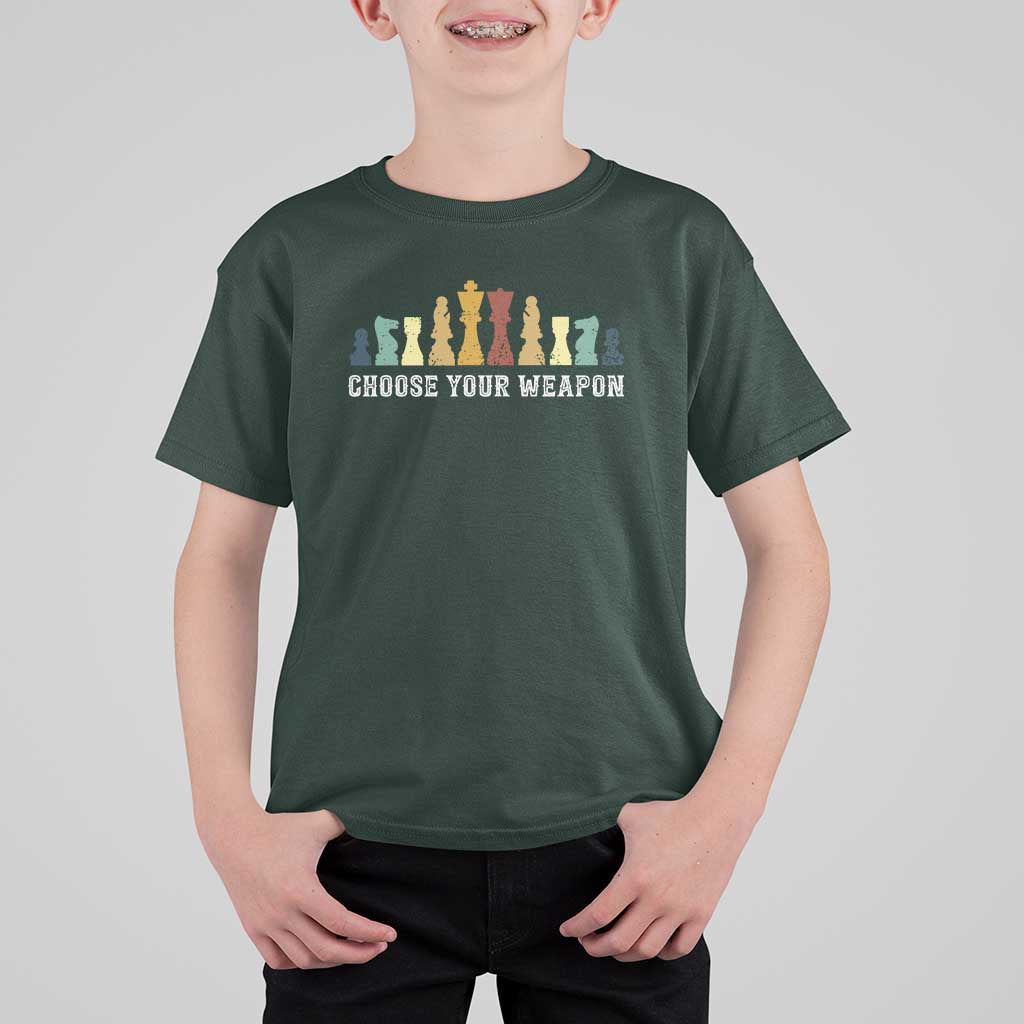 Chess Lover T Shirt For Kid Choose Your Weapon Retro Vintage TS11 Dark Forest Green Print Your Wear