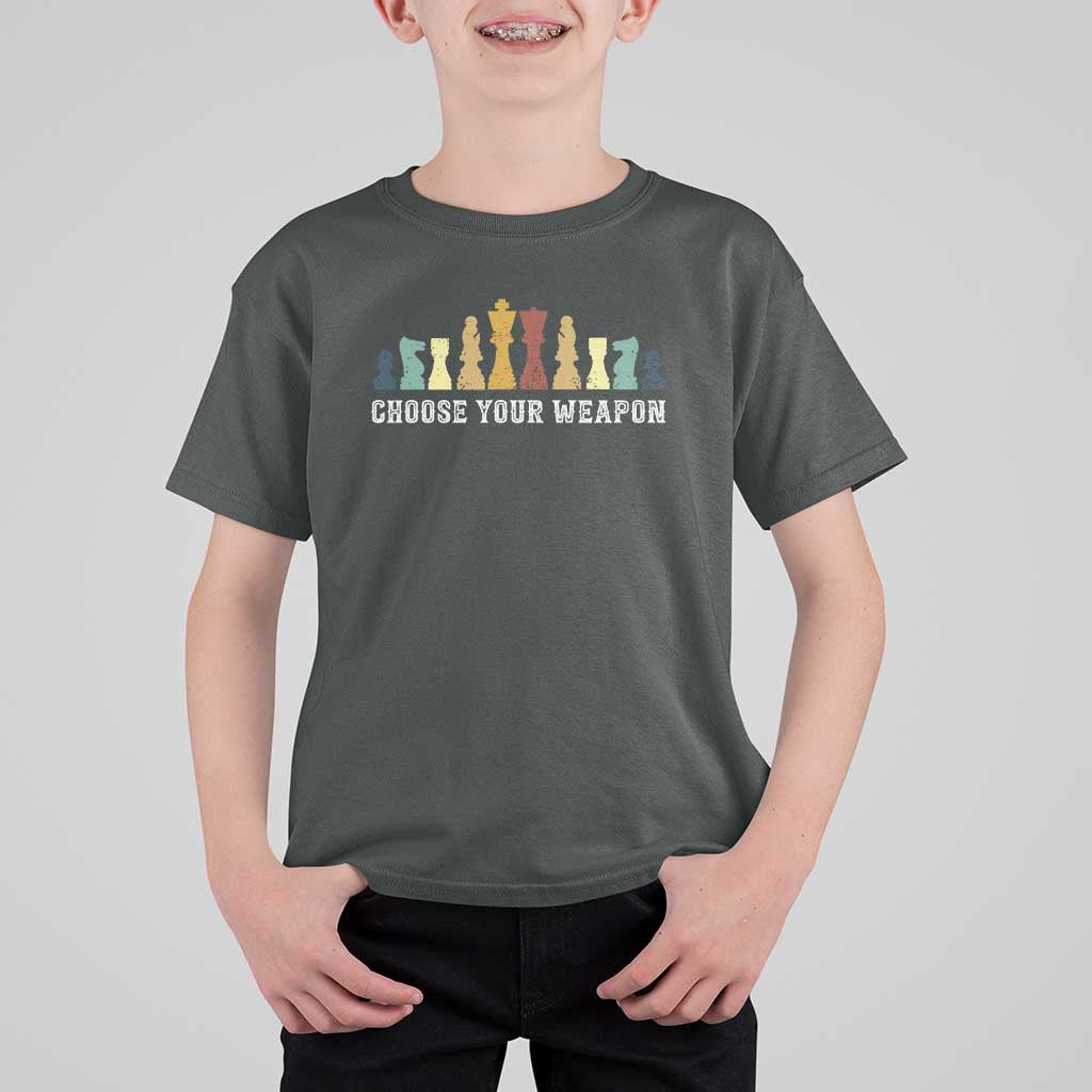 Chess Lover T Shirt For Kid Choose Your Weapon Retro Vintage TS11 Dark Heather Print Your Wear