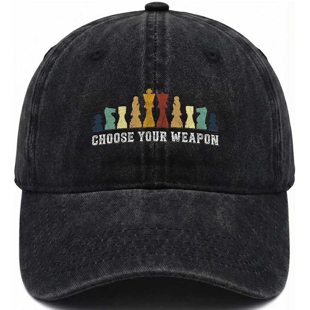 Chess Lover Washed Cotton Baseball Cap Choose Your Weapon Retro Vintage