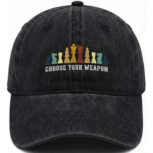 Chess Lover Washed Cotton Baseball Cap Choose Your Weapon Retro Vintage