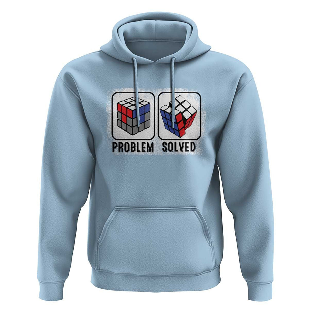 Competitive Puzzle Cube Rubik Hoodie Problem Solved Vintage Speed Cubing TS11 Light Blue Print Your Wear