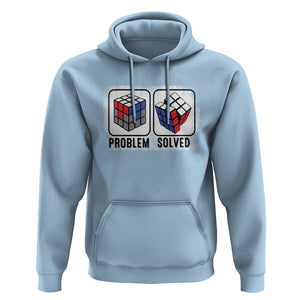 Competitive Puzzle Cube Rubik Hoodie Problem Solved Vintage Speed Cubing TS11 Light Blue Print Your Wear