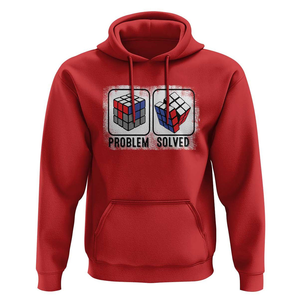 Competitive Puzzle Cube Rubik Hoodie Problem Solved Vintage Speed Cubing TS11 Red Print Your Wear