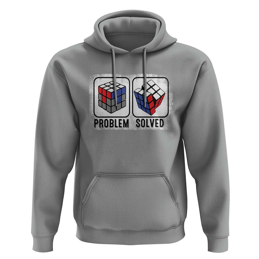 Competitive Puzzle Cube Rubik Hoodie Problem Solved Vintage Speed Cubing TS11 Sport Gray Print Your Wear