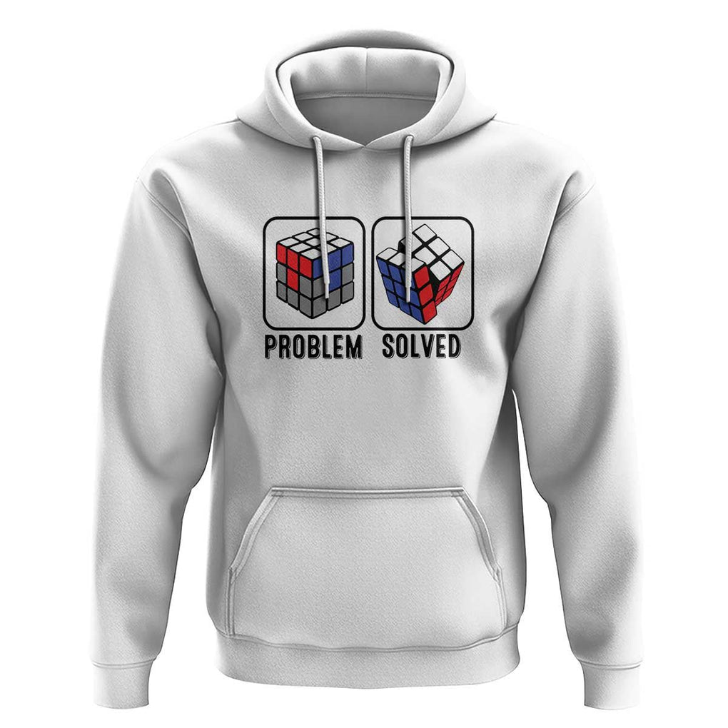 Competitive Puzzle Cube Rubik Hoodie Problem Solved Vintage Speed Cubing TS11 White Print Your Wear
