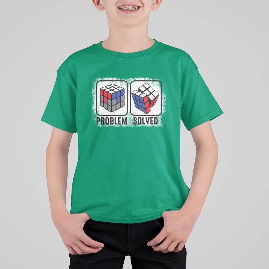 Competitive Puzzle Cube Rubik T Shirt For Kid Problem Solved Vintage Speed Cubing TS11 Irish Green Print Your Wear