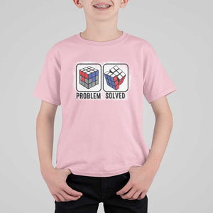 Competitive Puzzle Cube Rubik T Shirt For Kid Problem Solved Vintage Speed Cubing TS11 Light Pink Print Your Wear