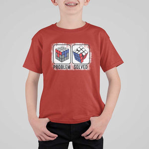 Competitive Puzzle Cube Rubik T Shirt For Kid Problem Solved Vintage Speed Cubing TS11 Red Print Your Wear
