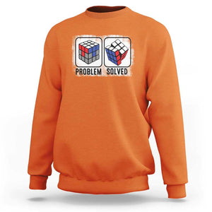 Competitive Puzzle Cube Rubik Sweatshirt Problem Solved Vintage Speed Cubing TS11 Orange Print Your Wear
