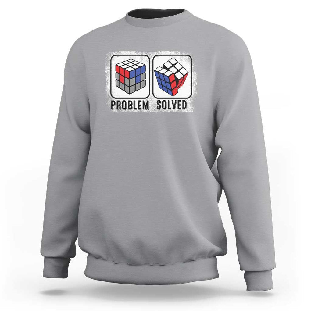 Competitive Puzzle Cube Rubik Sweatshirt Problem Solved Vintage Speed Cubing TS11 Sport Gray Print Your Wear