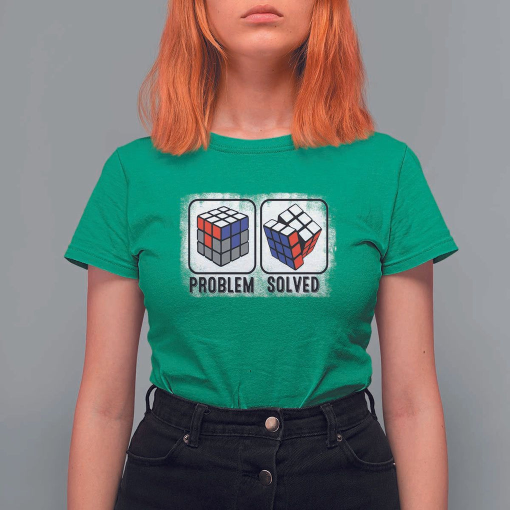 Competitive Puzzle Cube Rubik T Shirt For Women Problem Solved Vintage Speed Cubing TS11 Irish Green Print Your Wear