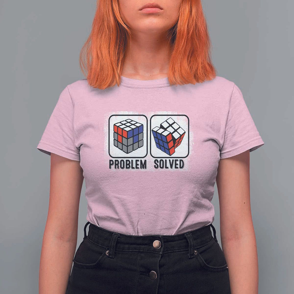 Competitive Puzzle Cube Rubik T Shirt For Women Problem Solved Vintage Speed Cubing TS11 Light Pink Print Your Wear