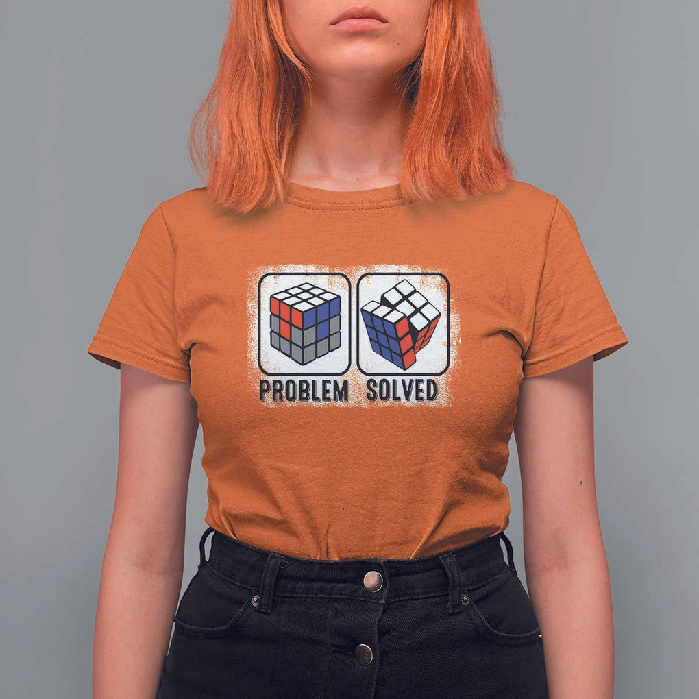Competitive Puzzle Cube Rubik T Shirt For Women Problem Solved Vintage Speed Cubing TS11 Orange Print Your Wear