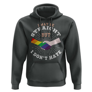 LGBT Gay Pride Hoodie I May Be Straight But I Don't Hate Rainbow Flag Hand TS11 Dark Heather Print Your Wear