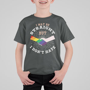 LGBT Gay Pride T Shirt For Kid I May Be Straight But I Don't Hate Rainbow Flag Hand TS11 Dark Heather Print Your Wear