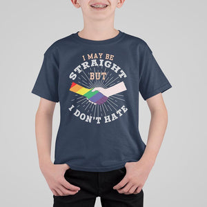 LGBT Gay Pride T Shirt For Kid I May Be Straight But I Don't Hate Rainbow Flag Hand TS11 Navy Print Your Wear