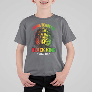 Juneteenth Black King Since 1865 T Shirt For Kid Cool Awesome Lion Flag TS11 Charcoal Print Your Wear