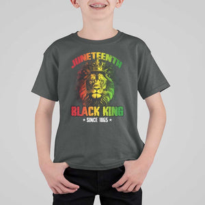 Juneteenth Black King Since 1865 T Shirt For Kid Cool Awesome Lion Flag TS11 Dark Heather Print Your Wear