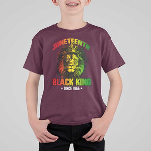 Juneteenth Black King Since 1865 T Shirt For Kid Cool Awesome Lion Flag TS11 Maroon Print Your Wear
