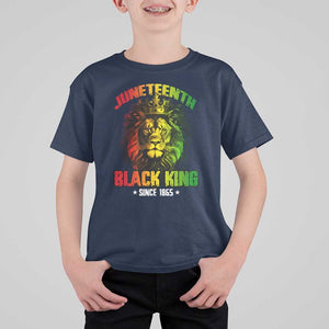 Juneteenth Black King Since 1865 T Shirt For Kid Cool Awesome Lion Flag TS11 Navy Print Your Wear