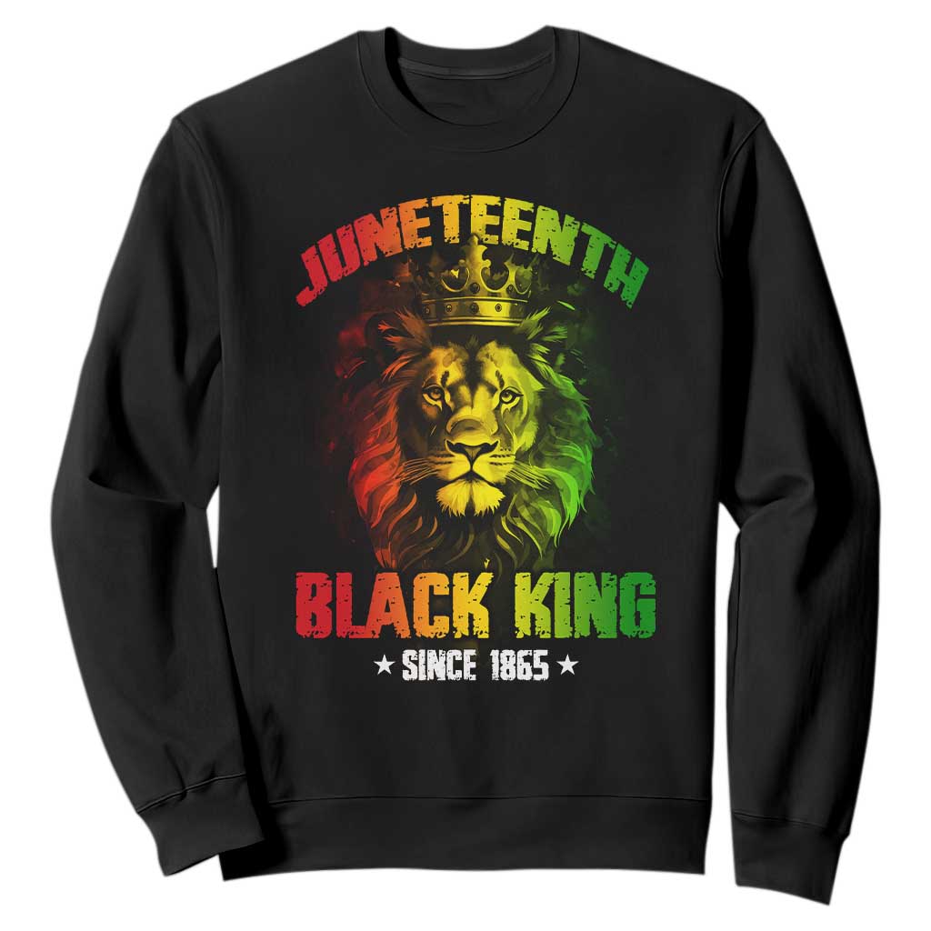 Juneteenth Black King Since 1865 Sweatshirt Cool Awesome Lion Flag TS11 Black Print Your Wear